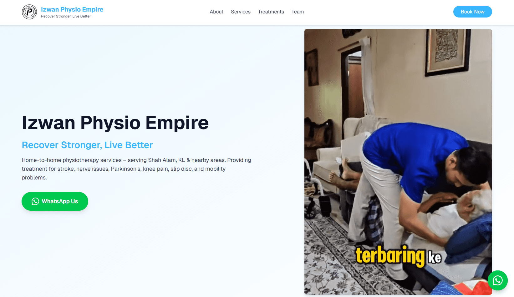 Izwan Physio desktop website