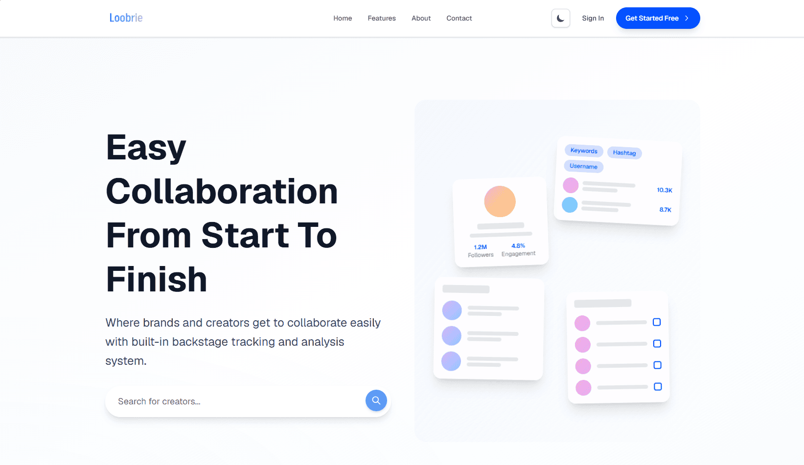 Loobrie desktop website
